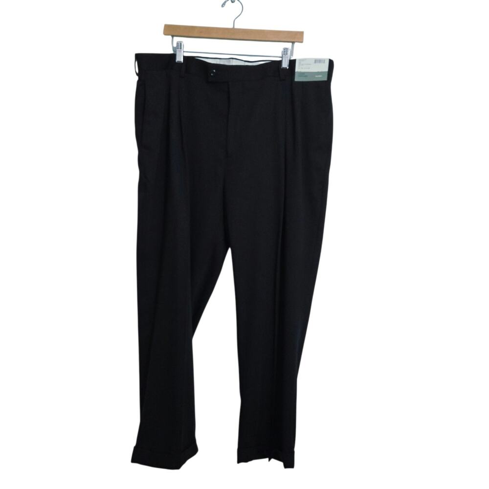 NEW Louis Raphael Tony Wool-Like P/R Gabardine Cuffed Navy Blue Trousers 42x29